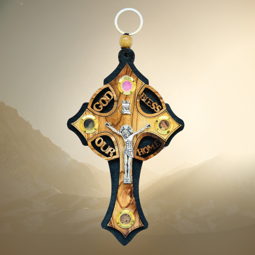 Mother-of-Pearl Olive Cross with Shrines