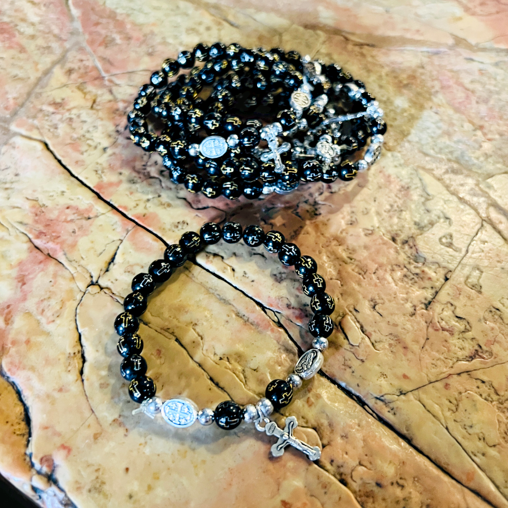 Black bracelet with cross