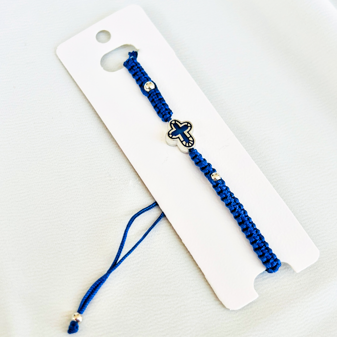 Blue bracelet with a cross