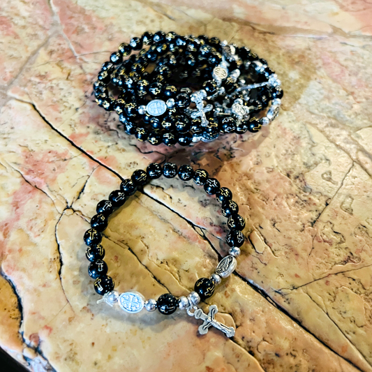 Black bracelet with cross