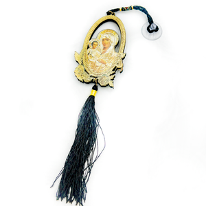 Double-sided car pendant with the Jerusalem face of the Virgin Mary