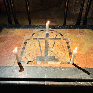 Candle at the place where the Life-Giving Cross was found