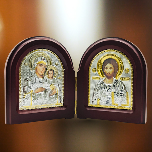 Икона книжка с ликом Богородицы и Спасителя